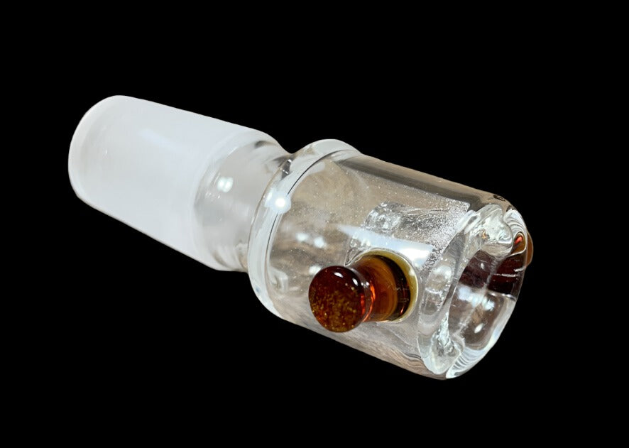 18mm Clear Male Glass Bowl piece built in ashcatcher brown thumb nubs